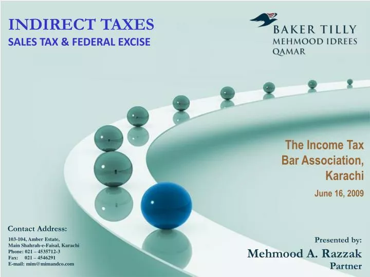 indirect taxes sales tax federal excise