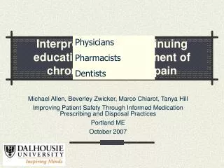 Interprofessional continuing education for management of chronic non-cancer pain