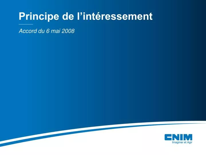 principe de l int ressement