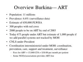 Overview Burkina--- ART