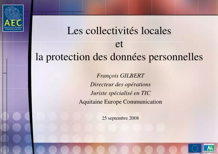 les collectivit s locales et la protection des donn es personnelles