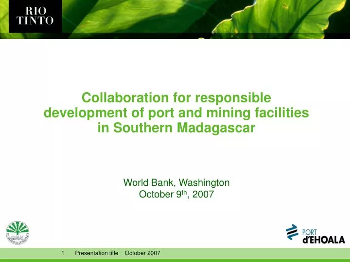 collaboration for responsible development of port and mining facilities in southern madagascar