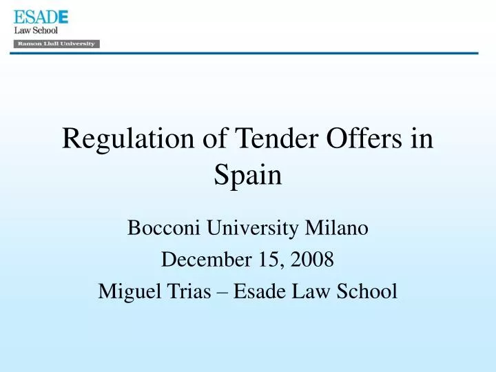 regulation of tender offers in spain