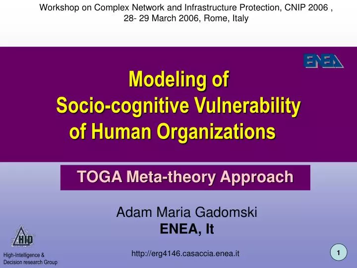 modeling of socio cognitive vulnerability of human organizations