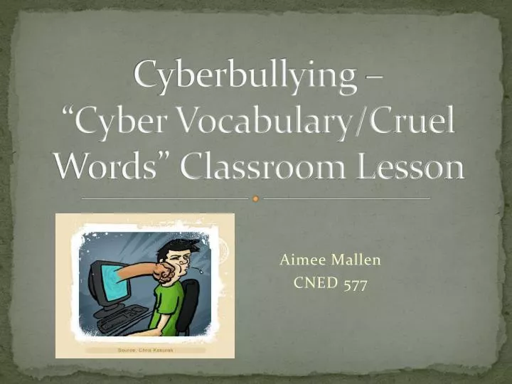 cyberbullying cyber vocabulary cruel words classroom lesson