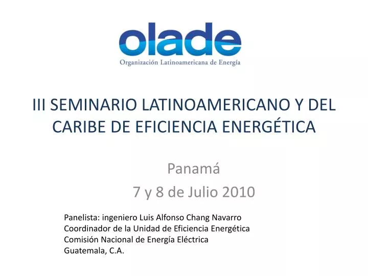 iii seminario latinoamericano y del caribe de eficiencia energ tica