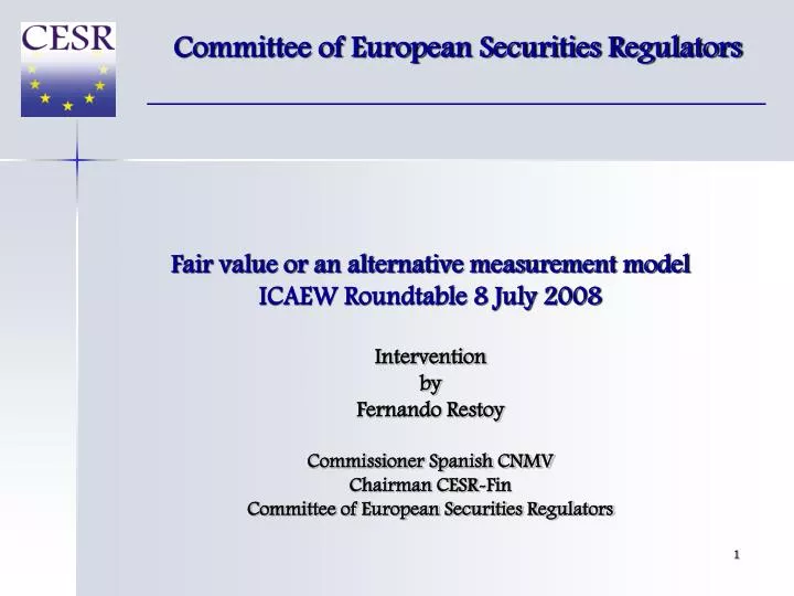 committee of european securities regulators