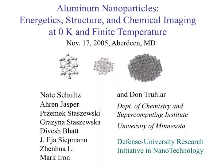 aluminum nanoparticles energetics structure and chemical imaging at 0 k and finite temperature