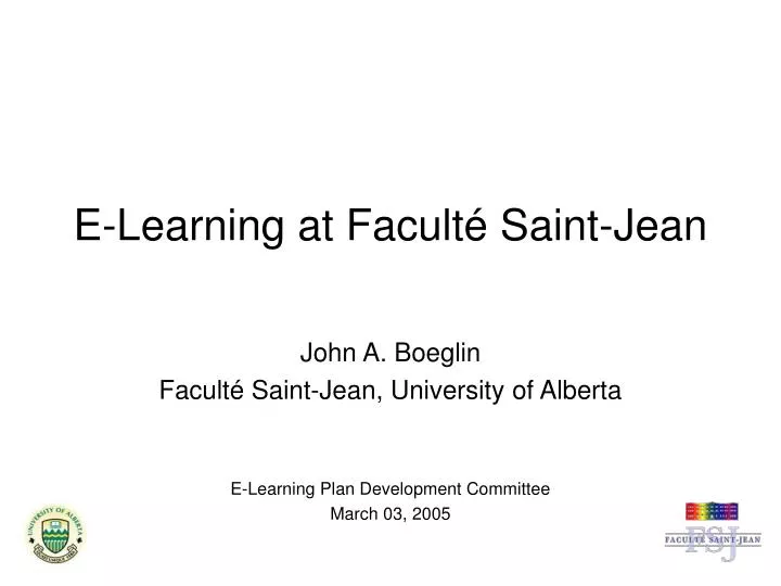 e learning at facult saint jean