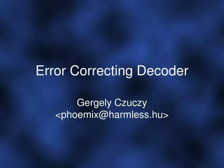 error correcting decoder