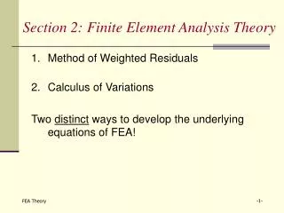 Section 2: Finite Element Analysis Theory