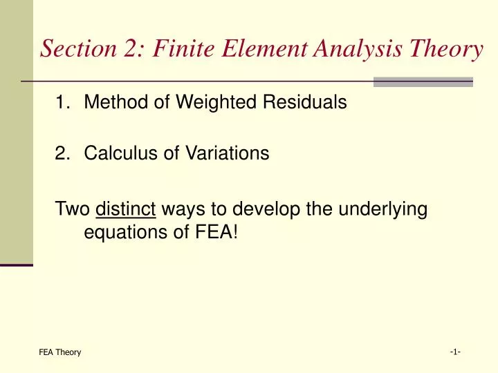 section 2 finite element analysis theory