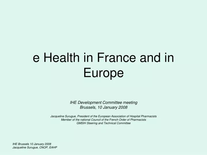 e health in france and in europe