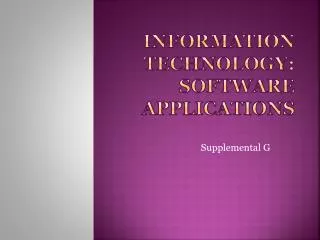 Information Technology: Software Applications