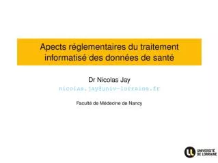 aspects r glementaires du traitement informatis des donn es de sant