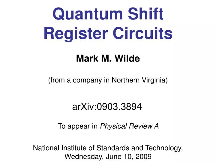 quantum shift register circuits