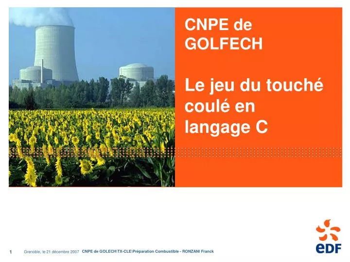 cnpe de golfech le jeu du touch coul en langage c