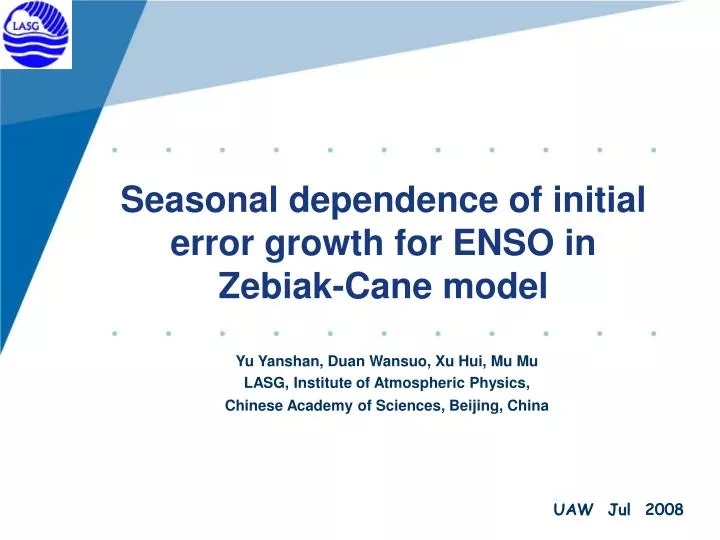 seasonal dependence of initial error growth for enso in zebiak cane model