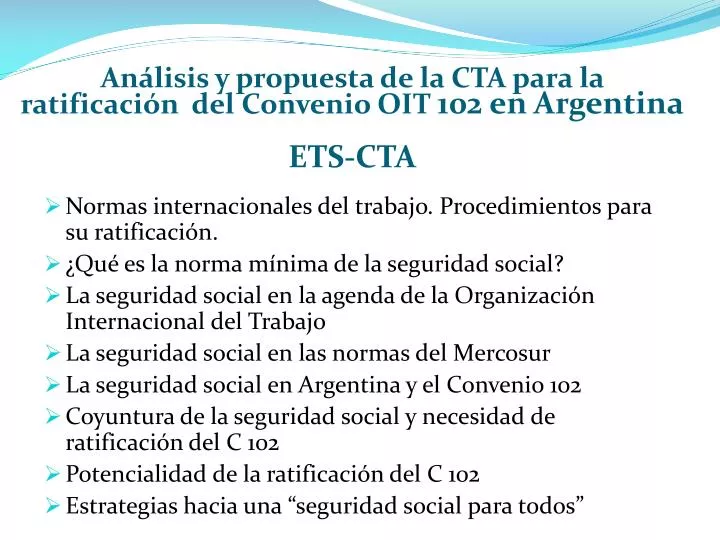 an lisis y propuesta de la cta para la ratificaci n del convenio oit 102 en argentina ets cta