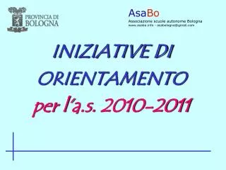 iniziative di orientamento per l a s 2010 2011