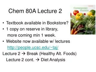 Chem 80A Lecture 2