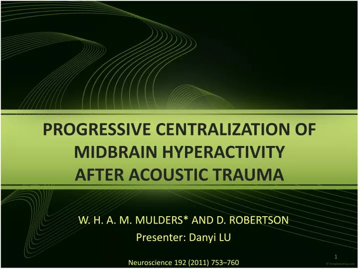 progressive centralization of midbrain hyperactivity after acoustic trauma