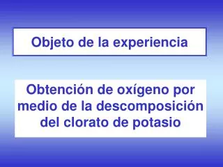 objeto de la experiencia