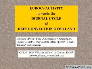 EUROCS ACTIVITY towards the DIURNAL CYCLE of DEEP CONVECTION OVER LAND