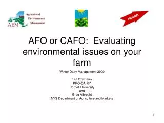 AFO or CAFO: Evaluating environmental issues on your farm
