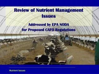 Review of Nutrient Management Issues Addressed by EPA NODA for Proposed CAFO Regulations