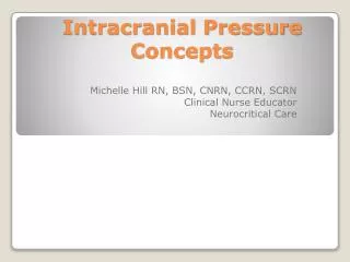 Intracranial Pressure Concepts