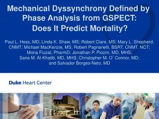 Mechanical Dyssynchrony Defined by Phase Analysis from GSPECT: