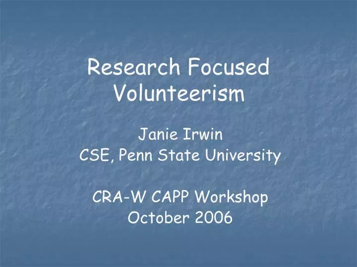 research focused volunteerism