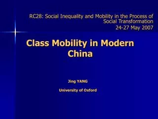 Class Mobility in Modern China