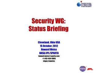 Security WG: Status Briefing