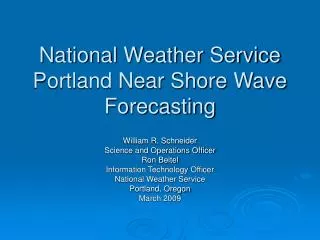 National Weather Service Portland Near Shore Wave Forecasting