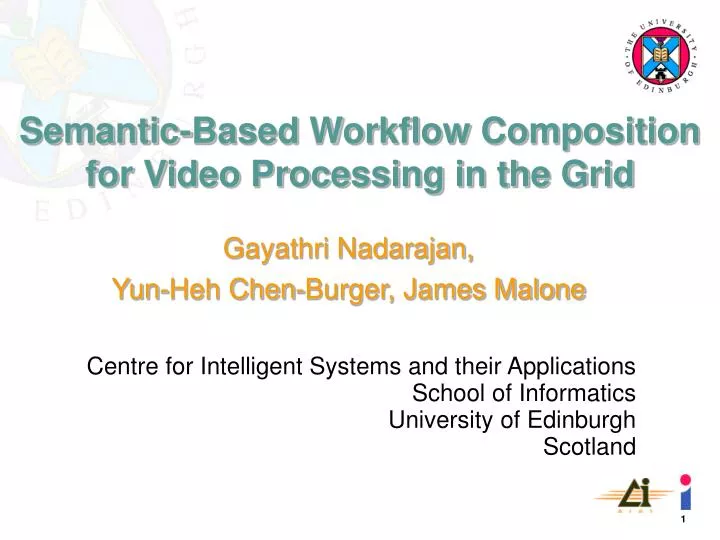 semantic based workflow composition for video processing in the grid