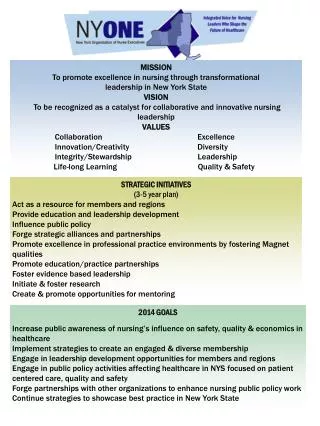 MISSION To promote excellence in nursing through transformational leadership in New York State