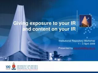 Giving exposure to your IR and content on your IR