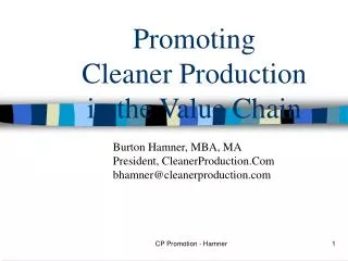 Promoting Cleaner Production in the Value Chain