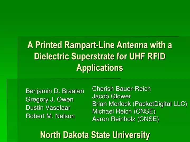 a printed rampart line antenna with a dielectric superstrate for uhf rfid applications
