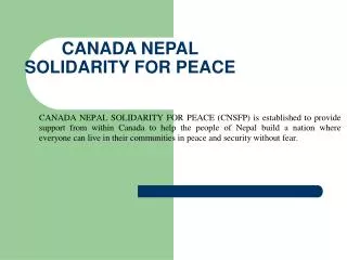CANADA NEPAL SOLIDARITY FOR PEACE