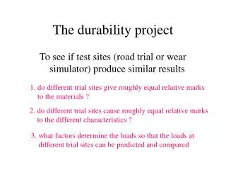 The durability project
