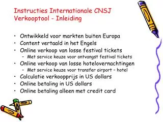 instructies internationale cnsj verkooptool inleiding