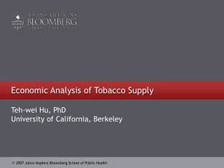 Economic Analysis of Tobacco Supply