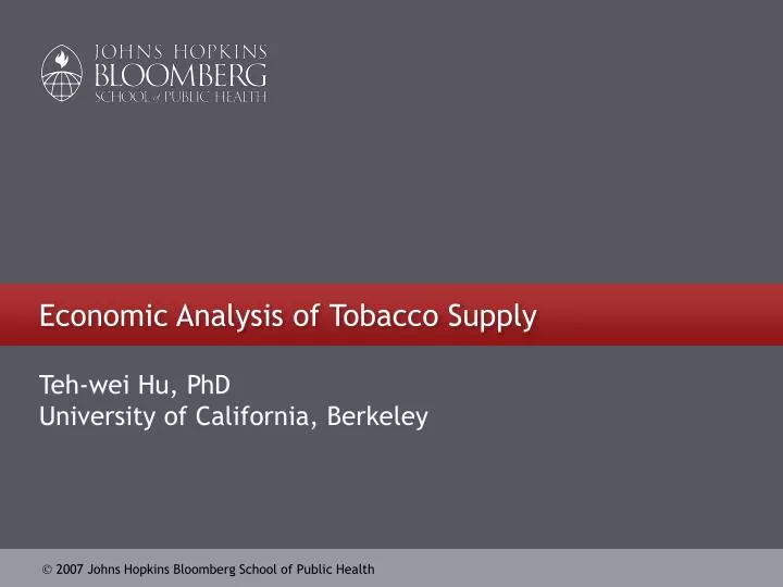 economic analysis of tobacco supply