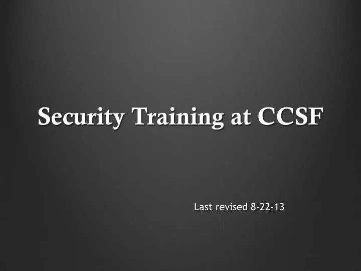 security training at ccsf