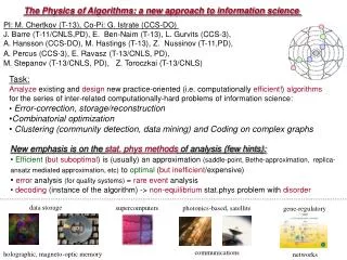 The Physics of Algorithms: a new approach to information science
