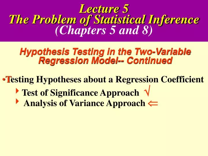 lecture 5 the problem of statistical inference chapters 5 and 8