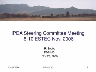 IPDA Steering Committee Meeting 8-10 ESTEC Nov, 2006